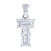 925 Silver Pendant Letter "T" Moissanite 0.40Ctw